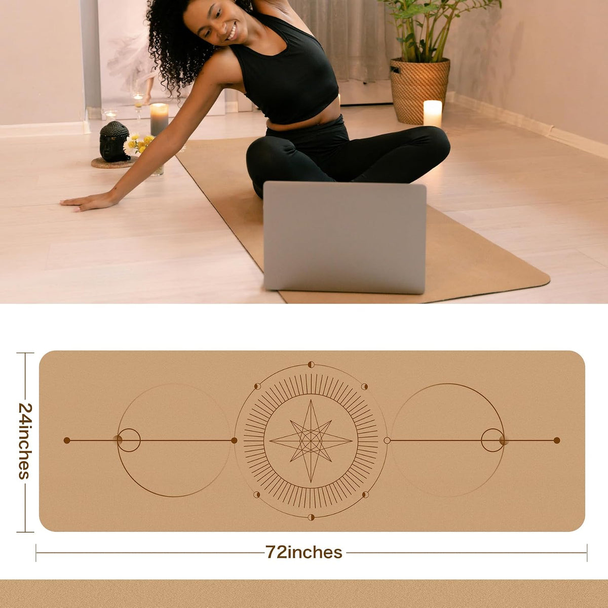 Premium Cork Thick Yoga Mat Non Slip for Gym Exercise & Fitness
