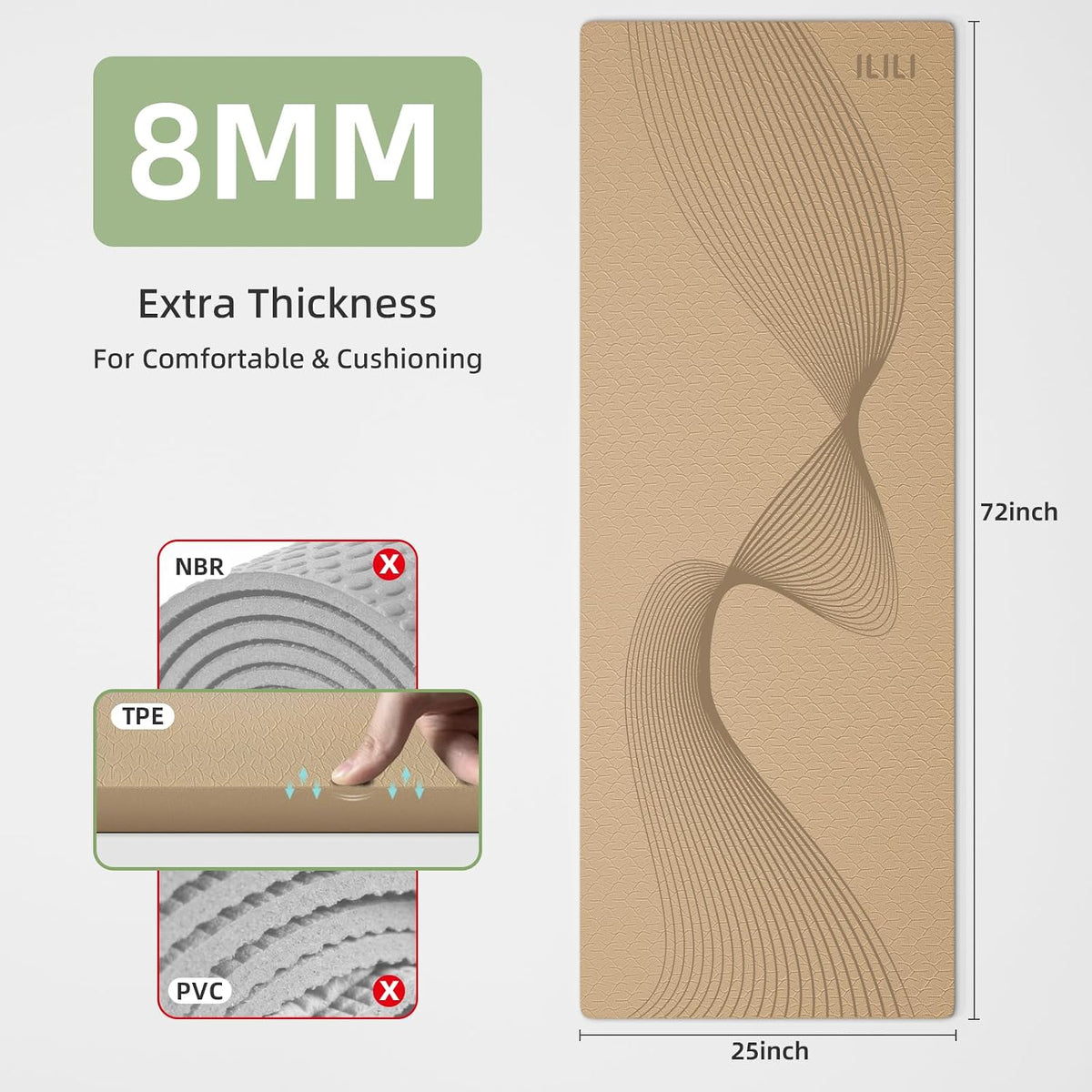 Exercise Mat 72''x25''×0.3''(8MM)