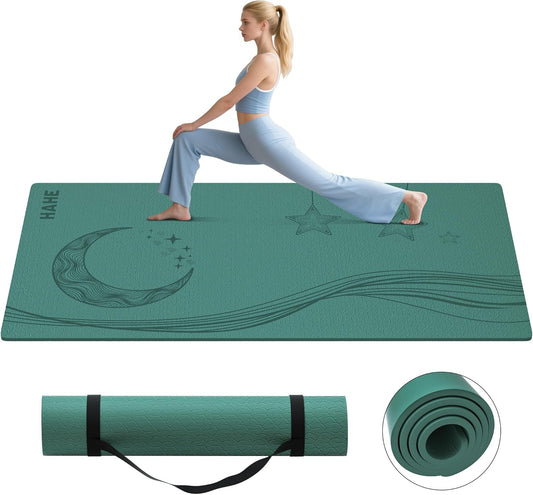 Extra Wide Yoga Mat, 72"x40"x0.4"Thick, Large Exercise Mats