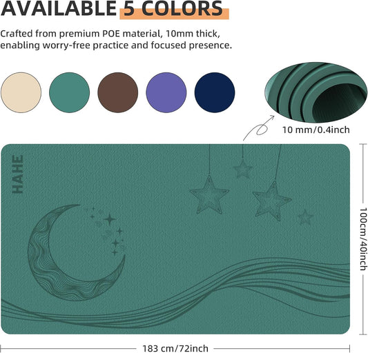 Extra Wide Yoga Mat, 72"x40"x0.4"Thick, Large Exercise Mats