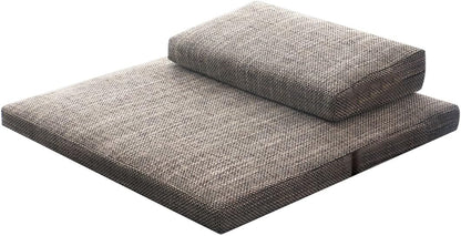 Portable Foldable Meditation Cushion Mat Set with Washable Cotton Linen Cover, Larger Yoga Mat Bolster Floor Pillows Seating for Adults Meditation Accessories coffee1-60CM
