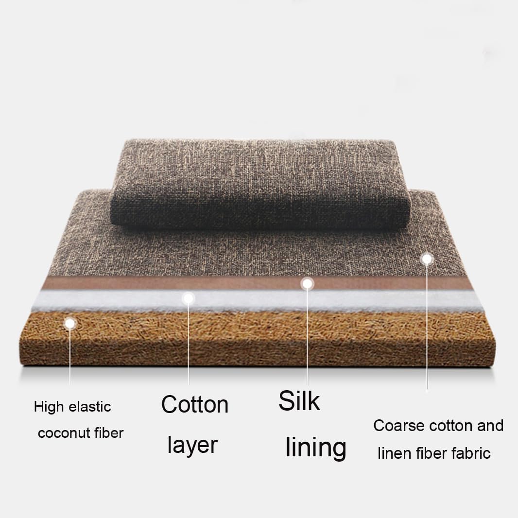 Portable Foldable Meditation Cushion Mat Set with Washable Cotton Linen Cover, Larger Yoga Mat Bolster Floor Pillows Seating for Adults Meditation Accessories coffee1-60CM