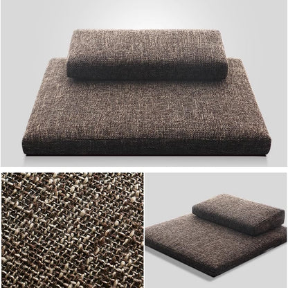 Portable Foldable Meditation Cushion Mat Set with Washable Cotton Linen Cover, Larger Yoga Mat Bolster Floor Pillows Seating for Adults Meditation Accessories coffee1-60CM