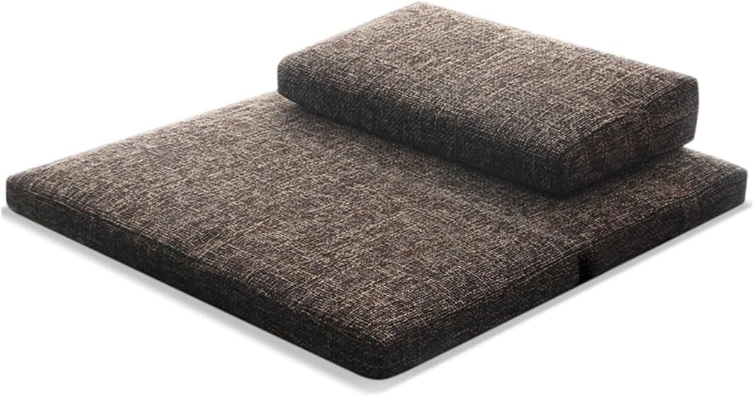 Portable Foldable Meditation Cushion Mat Set with Washable Cotton Linen Cover, Larger Yoga Mat Bolster Floor Pillows Seating for Adults Meditation Accessories coffee1-60CM
