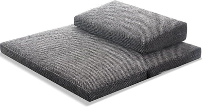 Portable Foldable Meditation Cushion Mat Set with Washable Cotton Linen Cover, Larger Yoga Mat Bolster Floor Pillows Seating for Adults Meditation Accessories coffee1-60CM