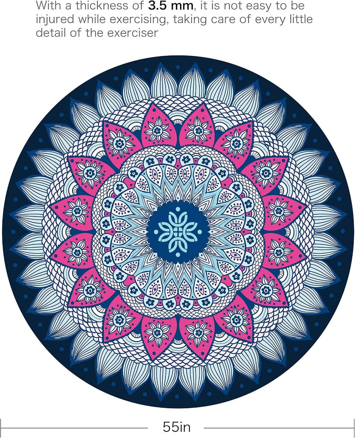 Pilates Mat Round Oversize Yoga Mat Suede Rubber Non-Slip Dia 140cm Exercise Mat Meditation Mat Workout Mat for Home Outdoor