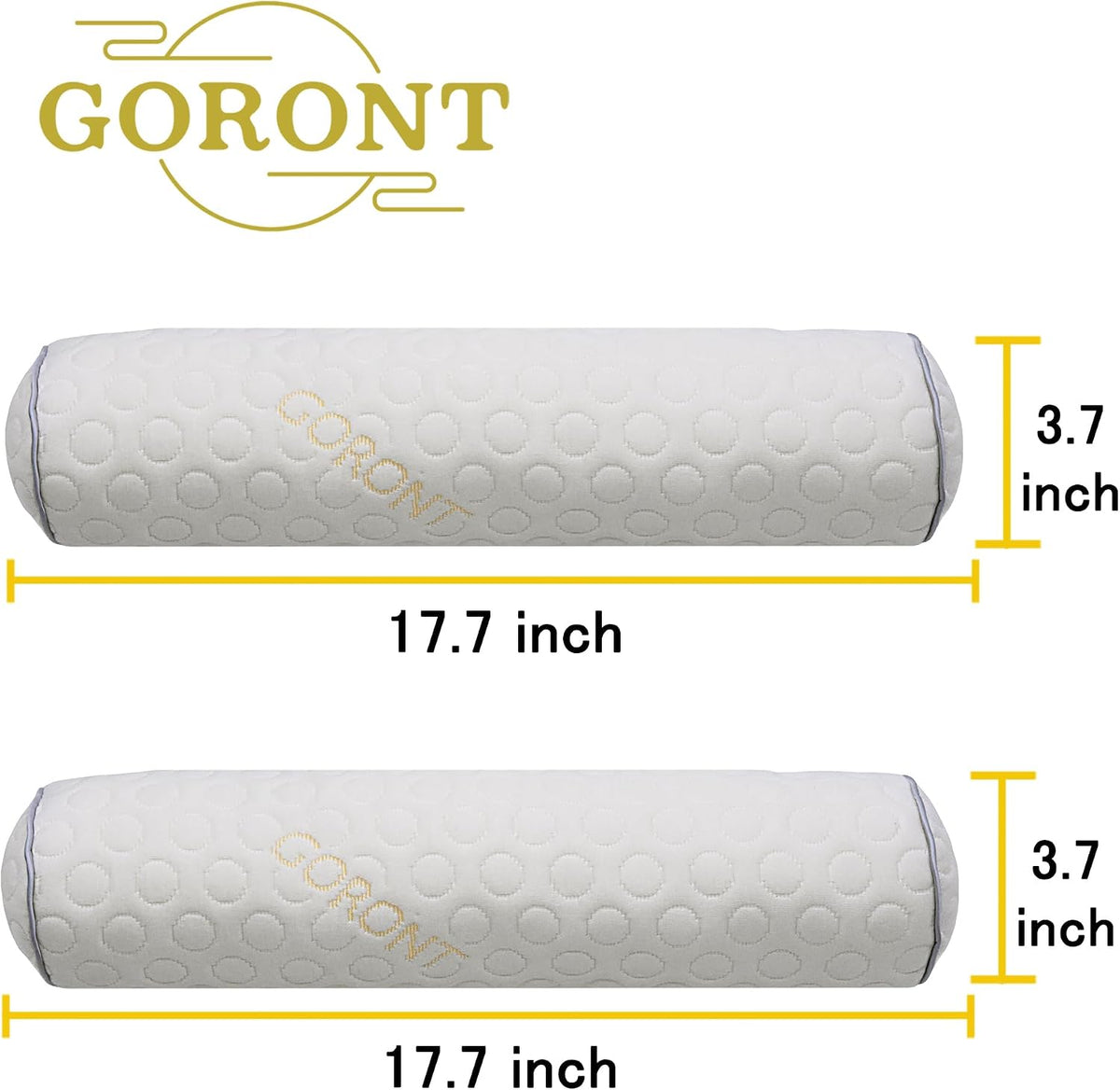 Cylindrical Pillow,Bedding Round Neck Pillow (Pack of 2, White Jacquard) 18 x 4 inches,Bolster Pillow for Bed, Legs, Back and Yoga (18x4)