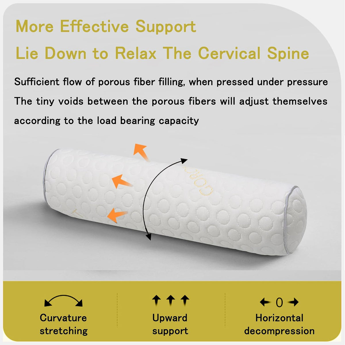 Cylindrical Pillow,Bedding Round Neck Pillow (Pack of 2, White Jacquard) 18 x 4 inches,Bolster Pillow for Bed, Legs, Back and Yoga (18x4)