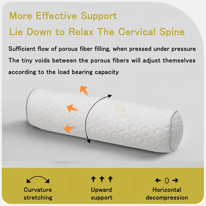 Cylindrical Pillow,Bedding Round Neck Pillow (Pack of 2, White Jacquard) 18 x 4 inches,Bolster Pillow for Bed, Legs, Back and Yoga (18x4)