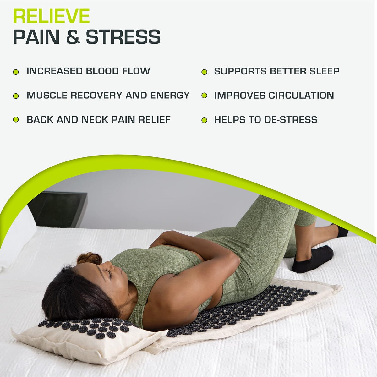 ProsourceFit Ki Acupressure Mat and Pillow Set with 100% Natural Linen for Back/Neck Pain Relief and Muscle Relaxation