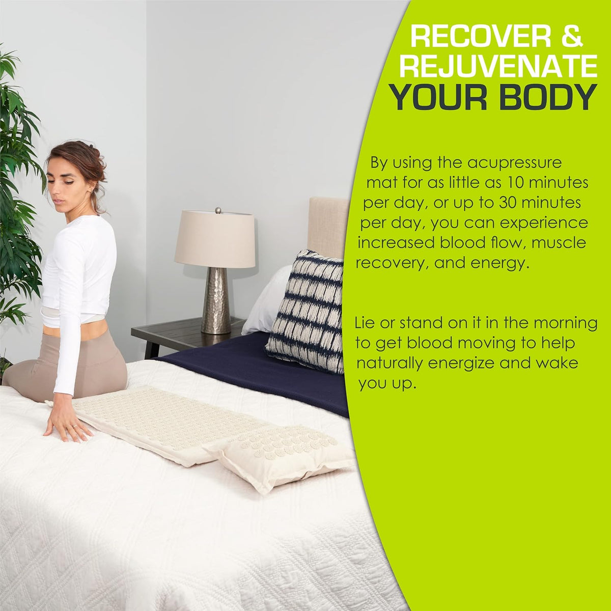 ProsourceFit Ki Acupressure Mat and Pillow Set with 100% Natural Linen for Back/Neck Pain Relief and Muscle Relaxation