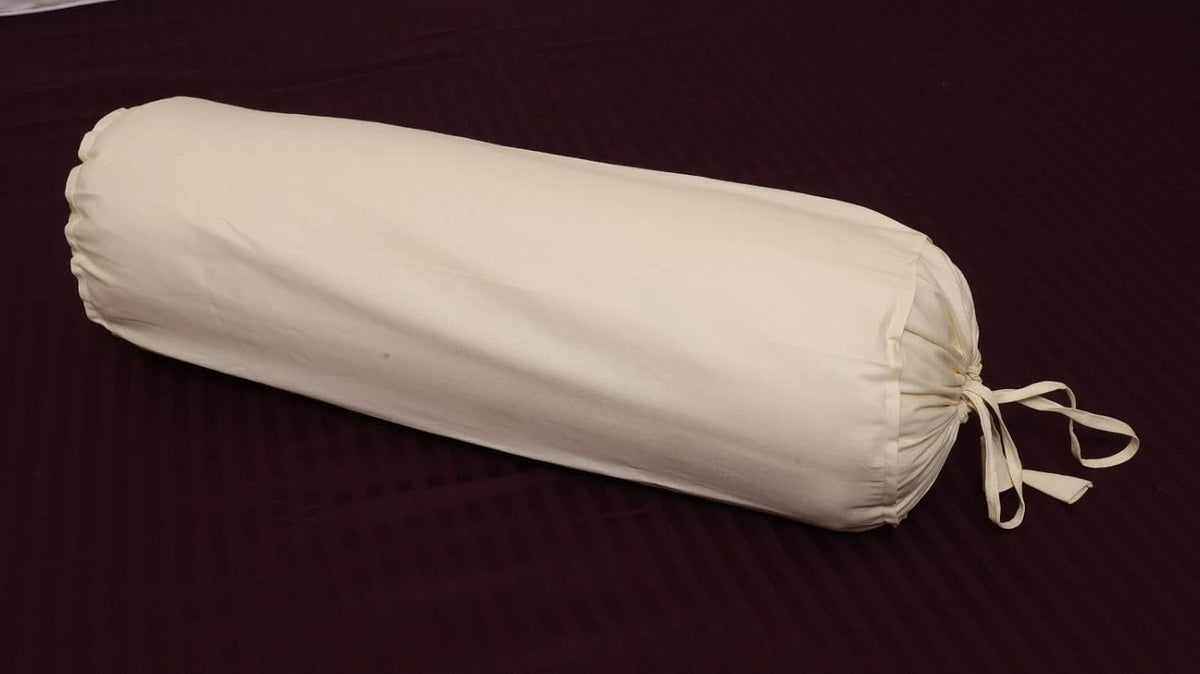 Ivory Cotton Bolster Cover – 16x6 in | Set of 2 | Soft, Washable Pillowcase for Round Yoga & Neck Roll Pillows