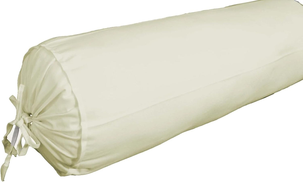 Ivory Cotton Bolster Cover – 16x6 in | Set of 2 | Soft, Washable Pillowcase for Round Yoga & Neck Roll Pillows