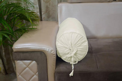 Ivory Cotton Bolster Cover – 16x6 in | Set of 2 | Soft, Washable Pillowcase for Round Yoga & Neck Roll Pillows
