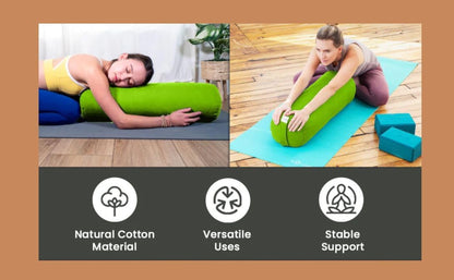 Ivory Cotton Bolster Cover – 16x6 in | Set of 2 | Soft, Washable Pillowcase for Round Yoga & Neck Roll Pillows