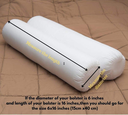 Ivory Cotton Bolster Cover – 16x6 in | Set of 2 | Soft, Washable Pillowcase for Round Yoga & Neck Roll Pillows