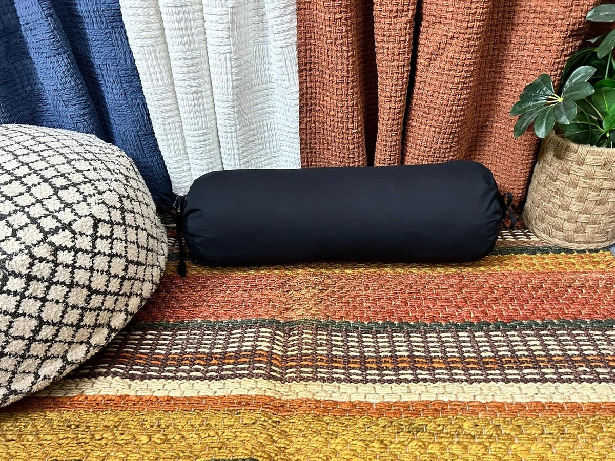 Ivory Cotton Bolster Cover – 16x6 in | Set of 2 | Soft, Washable Pillowcase for Round Yoga & Neck Roll Pillows