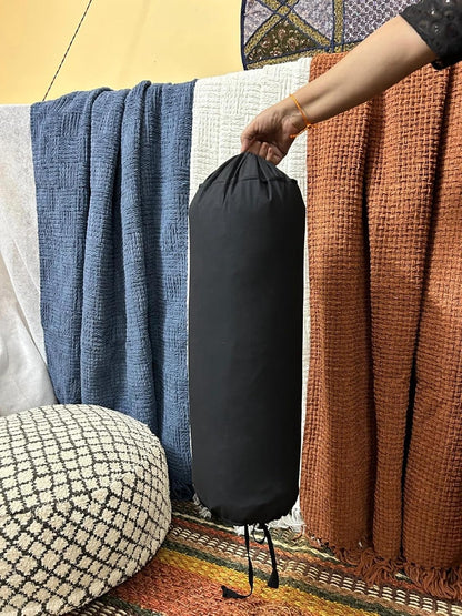 Ivory Cotton Bolster Cover – 16x6 in | Set of 2 | Soft, Washable Pillowcase for Round Yoga & Neck Roll Pillows