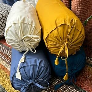 Ivory Cotton Bolster Cover – 16x6 in | Set of 2 | Soft, Washable Pillowcase for Round Yoga & Neck Roll Pillows