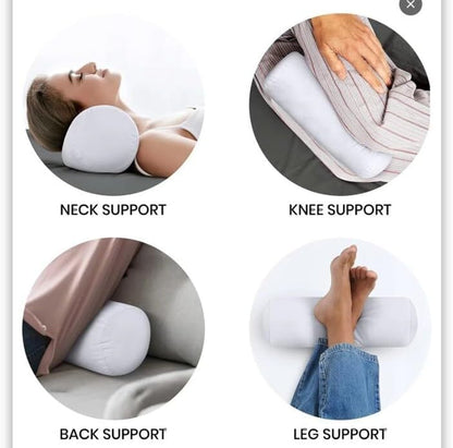 Ivory Cotton Bolster Cover – 16x6 in | Set of 2 | Soft, Washable Pillowcase for Round Yoga & Neck Roll Pillows