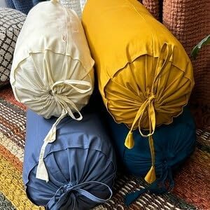 Ivory Cotton Bolster Cover – 16x6 in | Set of 2 | Soft, Washable Pillowcase for Round Yoga & Neck Roll Pillows