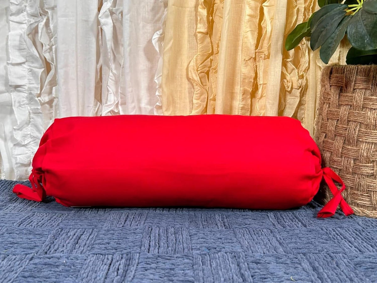 Ivory Cotton Bolster Cover – 16x6 in | Set of 2 | Soft, Washable Pillowcase for Round Yoga & Neck Roll Pillows