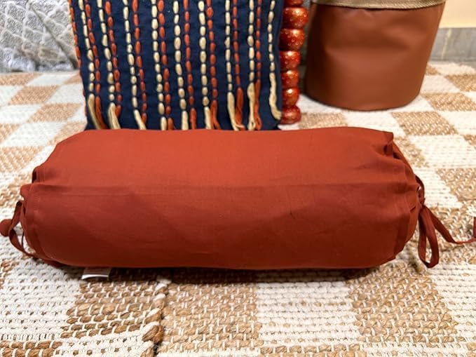 Ivory Cotton Bolster Cover – 16x6 in | Set of 2 | Soft, Washable Pillowcase for Round Yoga & Neck Roll Pillows