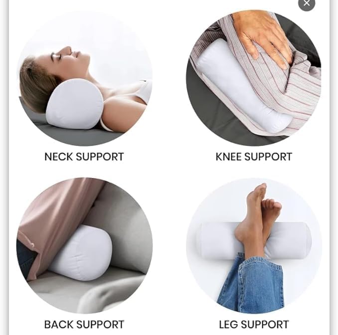 Ivory Cotton Bolster Cover – 16x6 in | Set of 2 | Soft, Washable Pillowcase for Round Yoga & Neck Roll Pillows