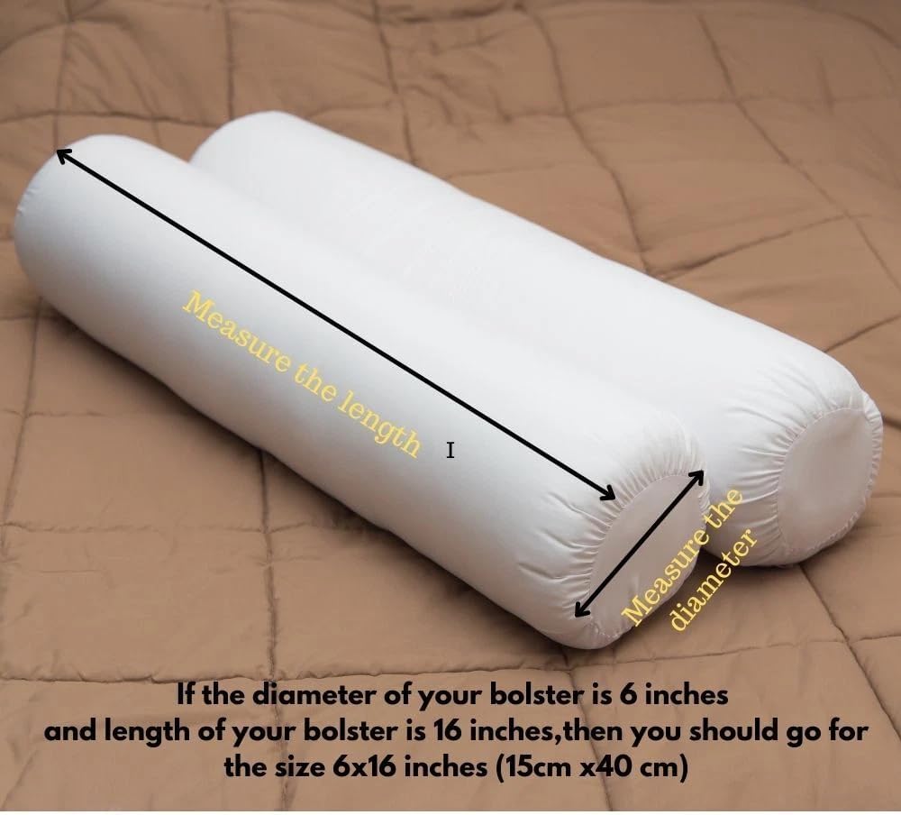 Ivory Cotton Bolster Cover – 16x6 in | Set of 2 | Soft, Washable Pillowcase for Round Yoga & Neck Roll Pillows