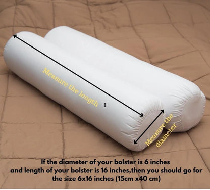 Ivory Cotton Bolster Cover – 16x6 in | Set of 2 | Soft, Washable Pillowcase for Round Yoga & Neck Roll Pillows