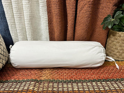 Ivory Cotton Bolster Cover – 16x6 in | Set of 2 | Soft, Washable Pillowcase for Round Yoga & Neck Roll Pillows