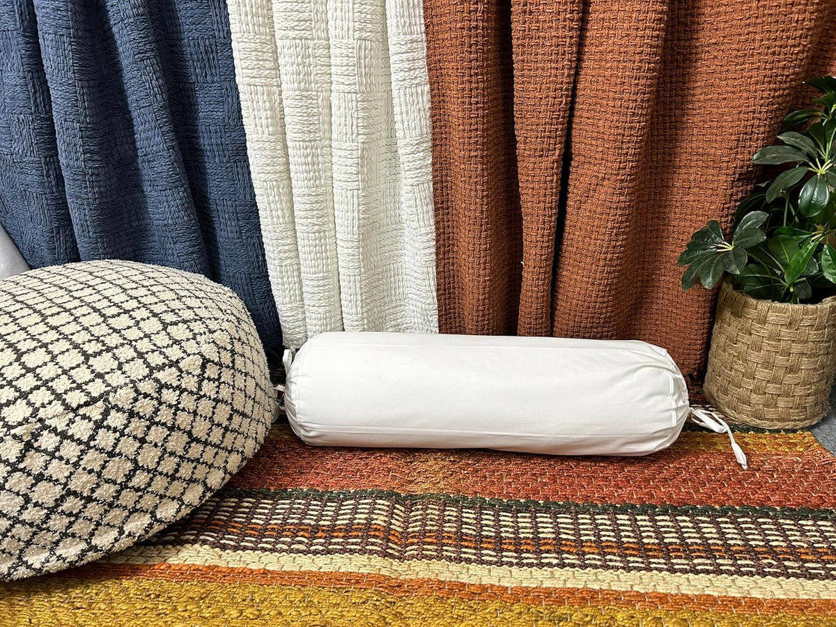 Ivory Cotton Bolster Cover – 16x6 in | Set of 2 | Soft, Washable Pillowcase for Round Yoga & Neck Roll Pillows