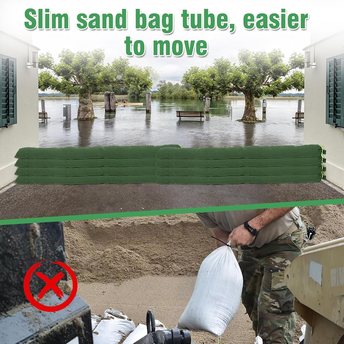 4pcs 6ft Long Thickened Canvas Sand Bags for Flooding with Elastic Band