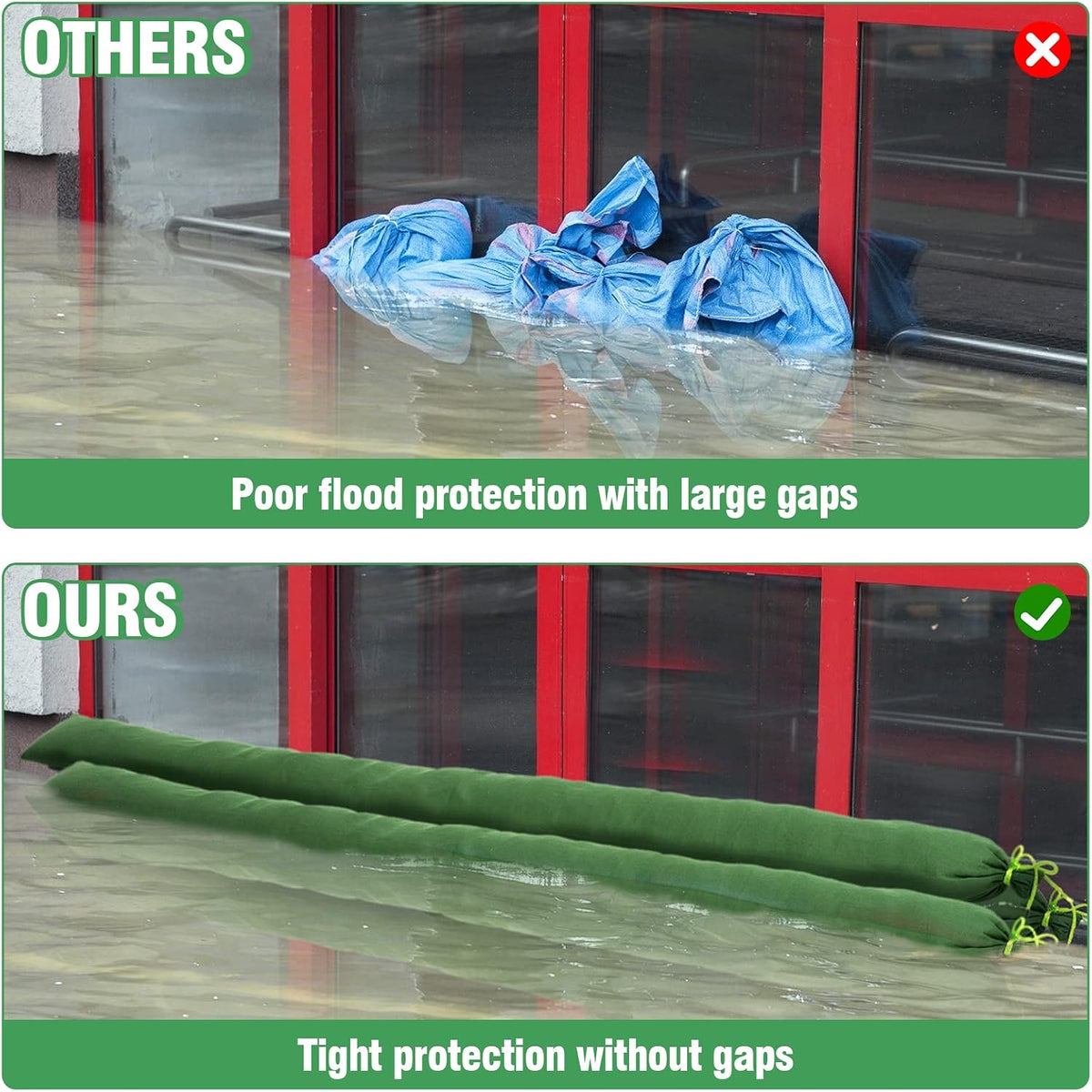 4pcs 6ft Long Thickened Canvas Sand Bags for Flooding with Elastic Band