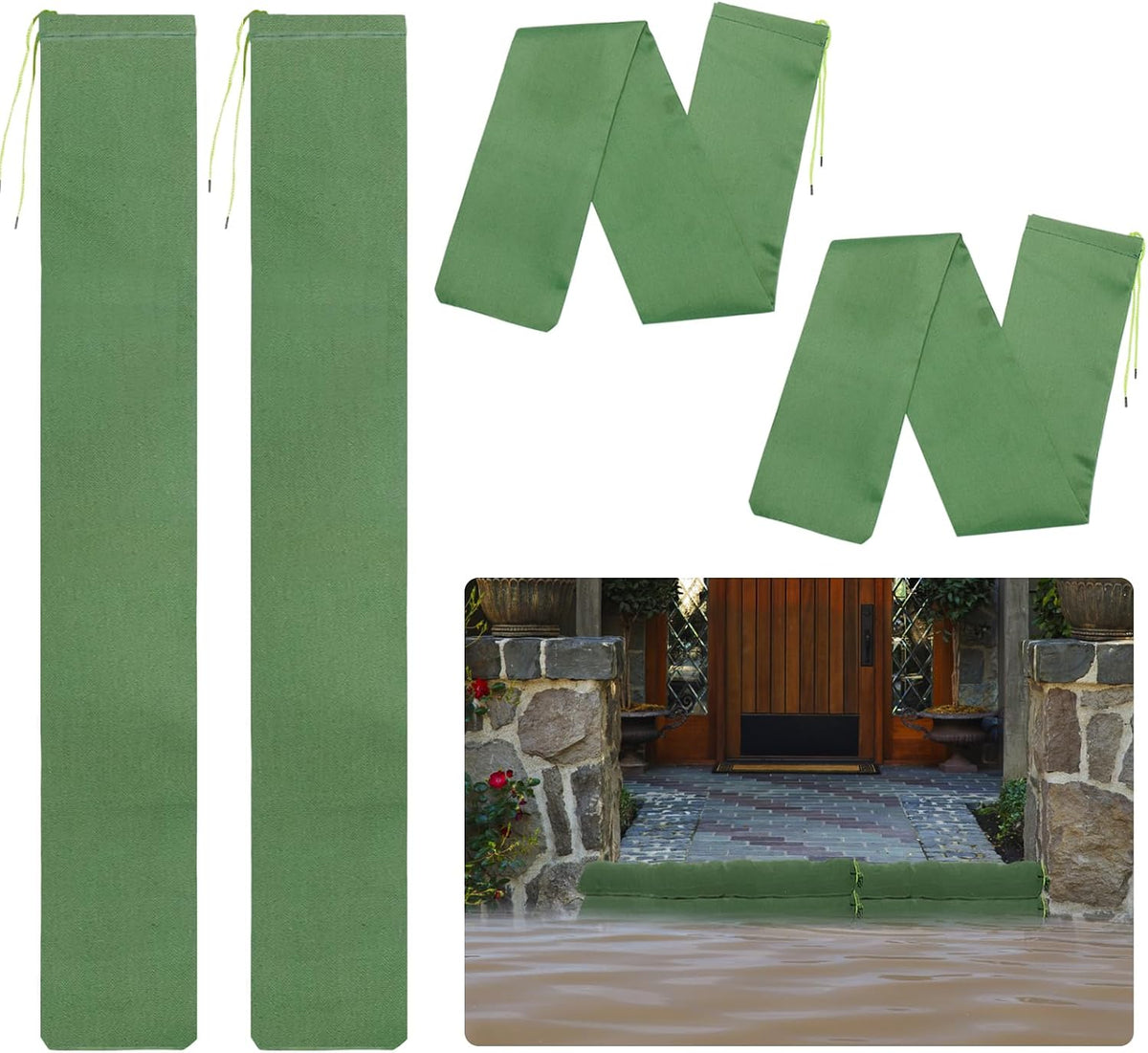 4pcs 6ft Long Thickened Canvas Sand Bags for Flooding with Elastic Band