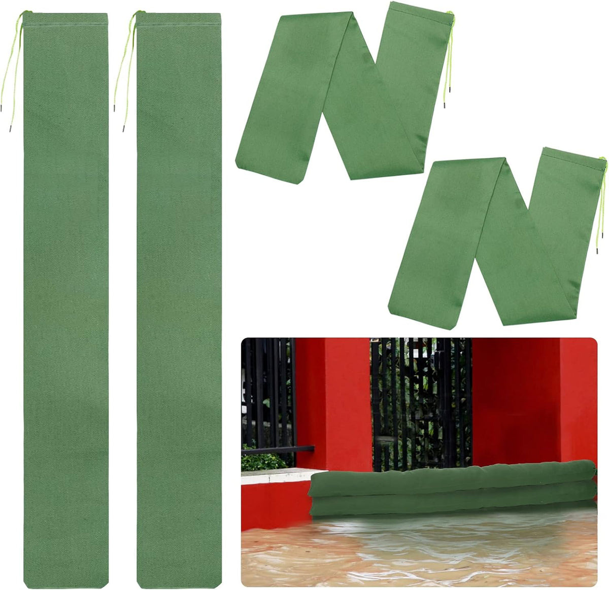 4pcs 6ft Long Thickened Canvas Sand Bags for Flooding with Elastic Band
