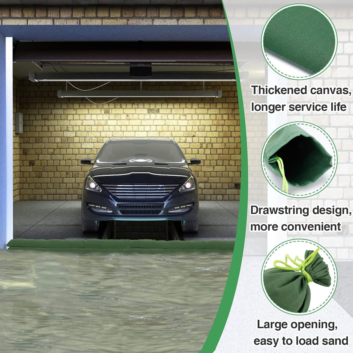 4pcs 6ft Long Thickened Canvas Sand Bags for Flooding with Elastic Band