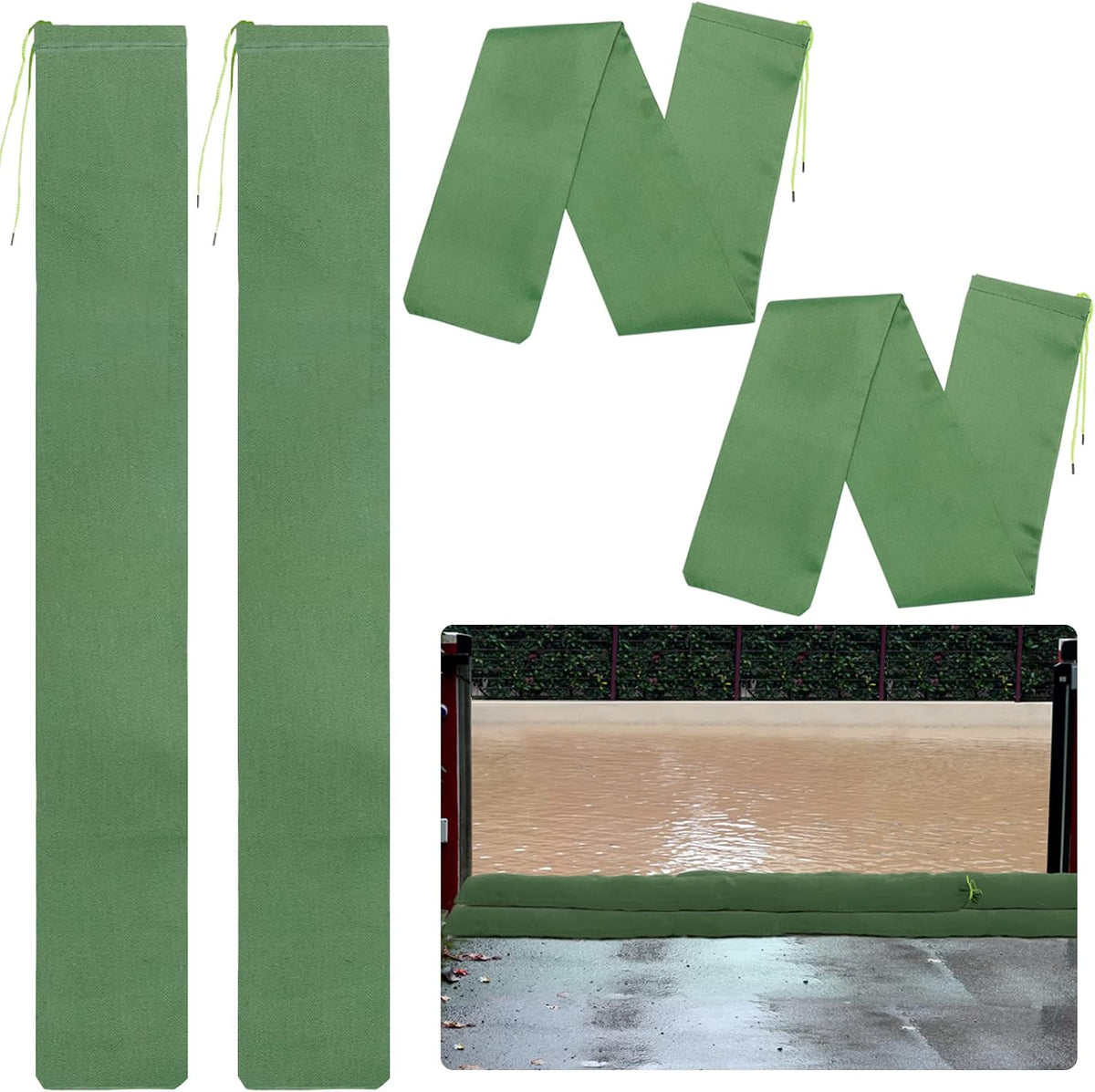 4pcs 6ft Long Thickened Canvas Sand Bags for Flooding with Elastic Band