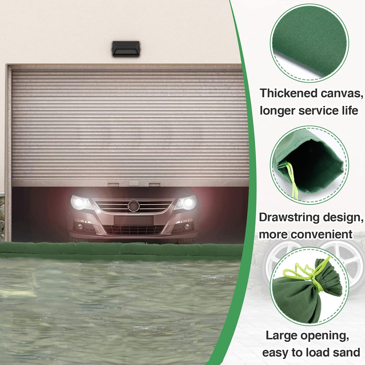 4pcs 6ft Long Thickened Canvas Sand Bags for Flooding with Elastic Band