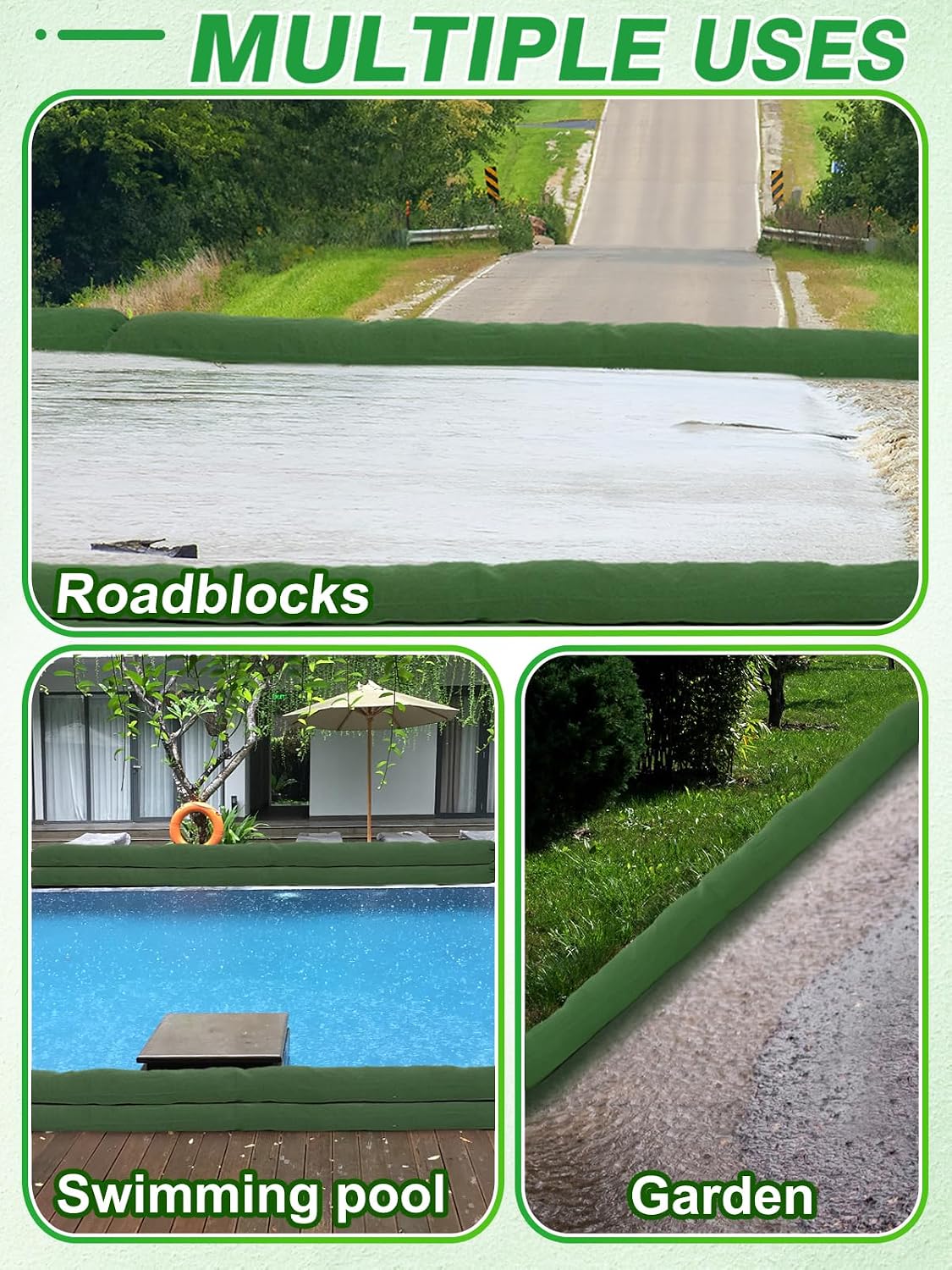 4pcs 6ft Long Thickened Canvas Sand Bags for Flooding with Elastic Band