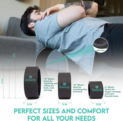Yoga Back Roller - Yoga Wheel for Stretching and Back Pain Relief - Back Stretcher - Foam Roller - Balance Accessory for Stretching - Thick Padding for Comfort - Improve Flexibility