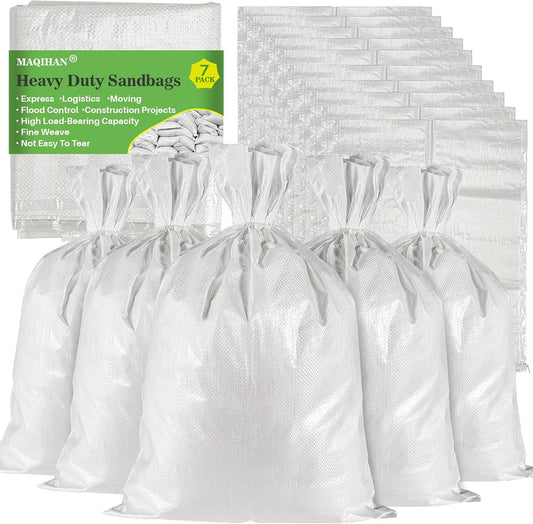 MAQIHAN Empty Sand Bags - Heavy Duty Sandbags for Flooding & Hurricane, 7PCS