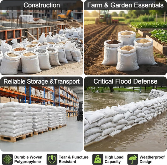 MAQIHAN Empty Sand Bags - Heavy Duty Sandbags for Flooding & Hurricane, 7PCS