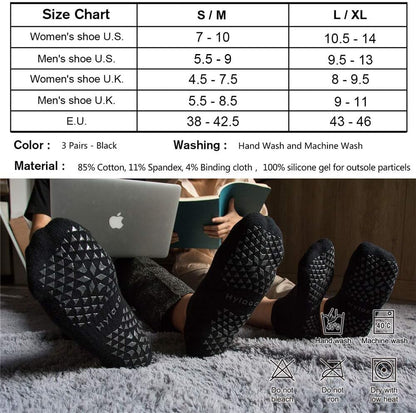 Unisex Non Slip Socks with Grip for Yoga, Hospital, Pilates, Barre | Ankle, Cushioned