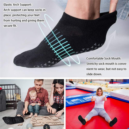 Unisex Non Slip Socks with Grip for Yoga, Hospital, Pilates, Barre | Ankle, Cushioned