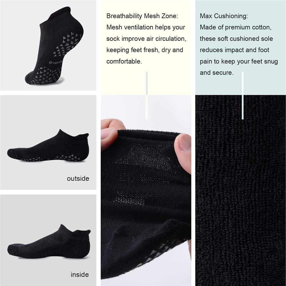 Unisex Non Slip Socks with Grip for Yoga, Hospital, Pilates, Barre | Ankle, Cushioned