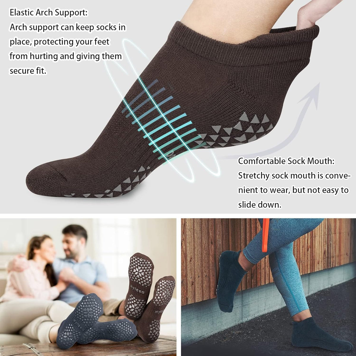 Unisex Non Slip Socks with Grip for Yoga, Hospital, Pilates, Barre | Ankle, Cushioned