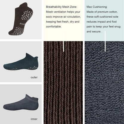Unisex Non Slip Socks with Grip for Yoga, Hospital, Pilates, Barre | Ankle, Cushioned