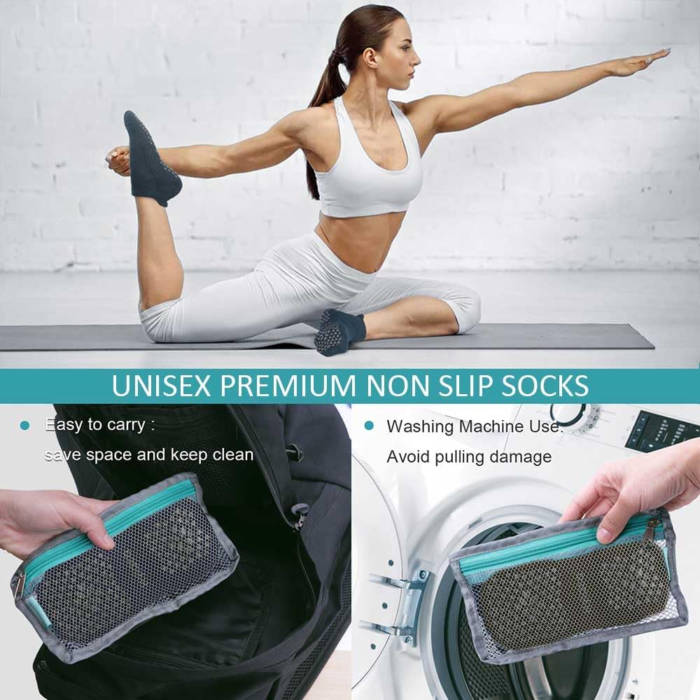 Unisex Non Slip Socks with Grip for Yoga, Hospital, Pilates, Barre | Ankle, Cushioned