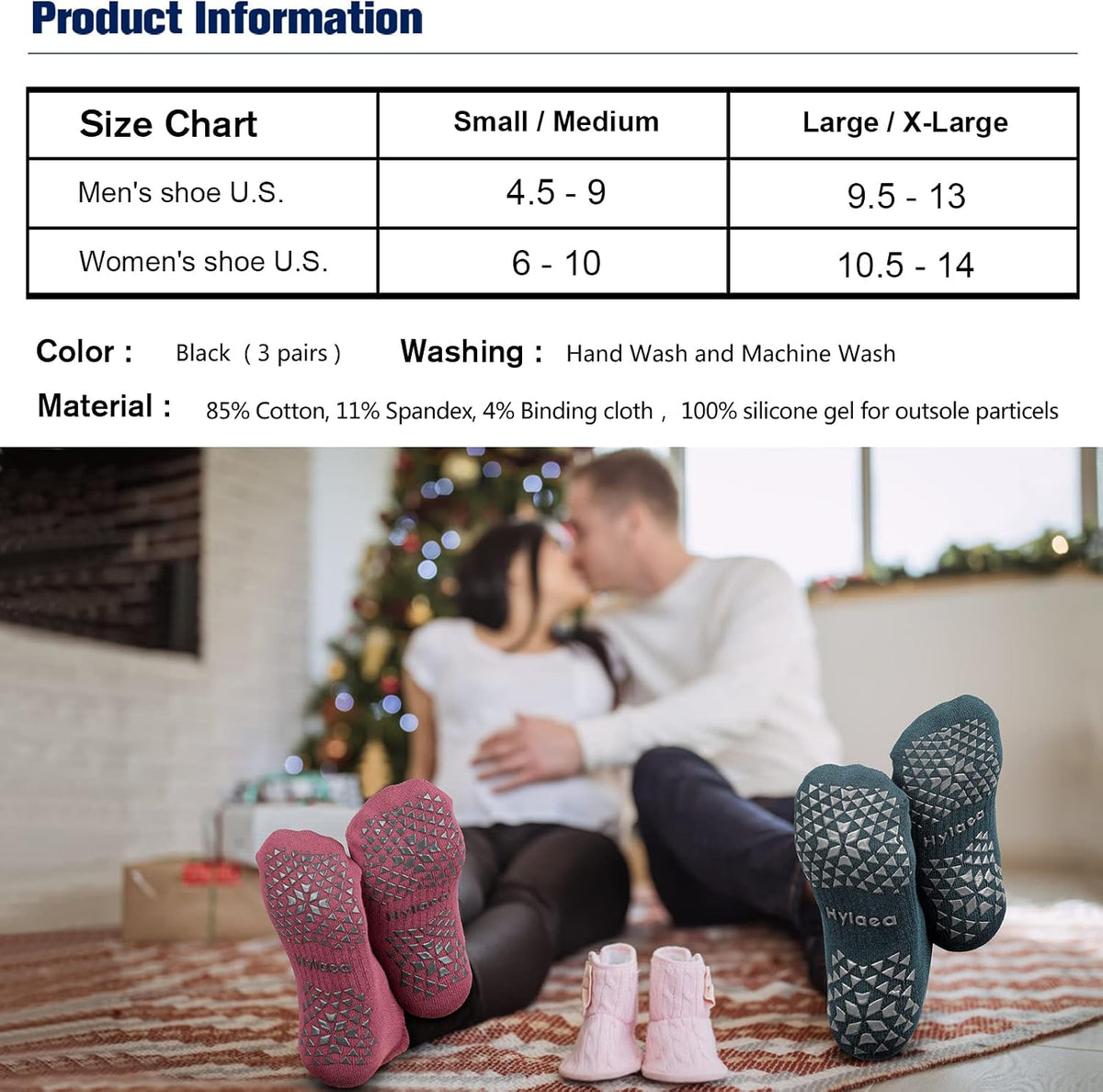 Unisex Non Slip Socks with Grip for Yoga, Hospital, Pilates, Barre | Ankle, Cushioned